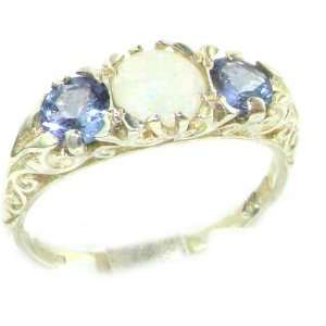 Luxury Ladies Solid Sterling Silver Natural Opal & Tanzanite Victorian 