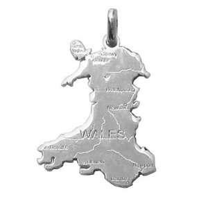  Sterling Silver Wales Country Map Pendant Jewelry