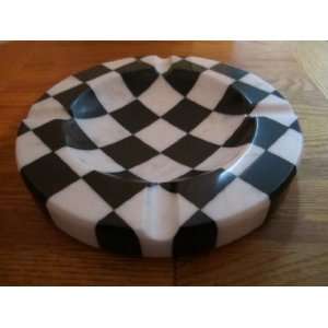  NEW   Checkered MARBLE Stone 8 Dia. Ashtray Cigarette 
