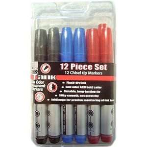    12 Piece Ink Tank Permanent Chisel Tip Marker Set