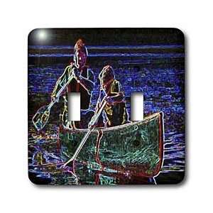 Sandy Martens Neon Designs   Father and Son Boating in Neon   Light 