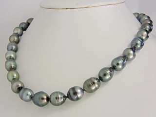 12MM GENUINE TAHITIAN CULTURED PEARL GOLD NECKLACE  