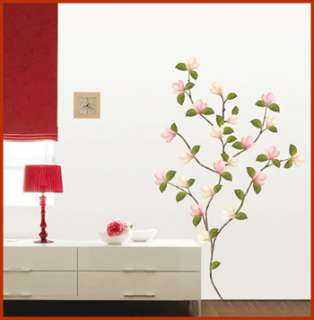 Magnolia Flower Removable Wall Art Decals Peel & stick Decor Stickers
