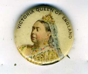 1900 Celluloid Adv Pinback Queen Victoria Pepsin Gum Co  
