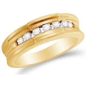 Size 5   14K Yellow Gold Diamond MENS Wedding Band OR Fashion Ring   w 