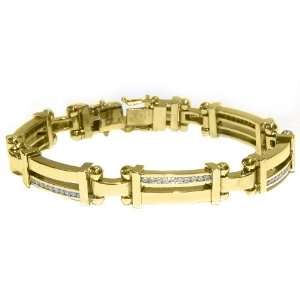    14k Yellow Gold Mens Round Diamond Bracelet 2 Carats Jewelry