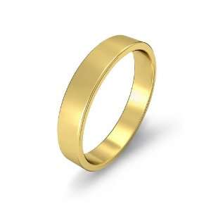   4g Mens Flat Wedding Band 4mm 14k Yellow Gold Ring (10) Jewelry