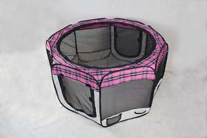 PinkPlaid Pet Dog Cat Tent Puppy Playpen Exercise Pen L 814836015318 