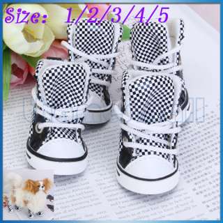 Pet Dog Puppy Sport Shoes Boots Sneakers w/ Lattice Check Pattern Size 