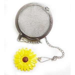  Stainless Steel Mesh Tea Ball with Flower Polyresin Figure 