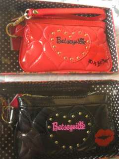 Betsey Johnson Be Mine Red or Black Heart Wristlet + Gift Box Clutch 