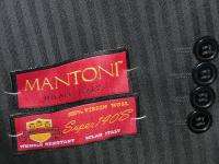 MANTONI BLACK TONE ON TONE 2 BUTTON SUPER 140S WOOL BUSINESS SUIT FLAT 