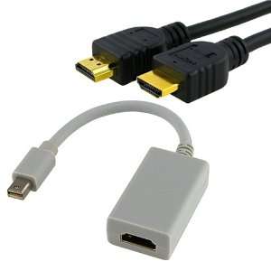  Mini DisplayPort DP to HDMI Female Adapter + HDMI Cable 