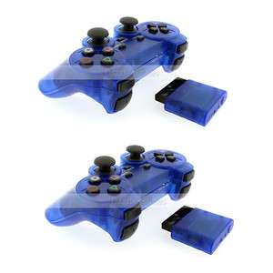 Blue Wireless Dual Shock Controller Pad for Sony Playstation 2 PS2 