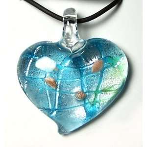  Murano art glass pendant lampwork necklace, leaf, Y45 