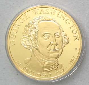 GEORGE WASHINGTON PRESIDENTIAL TRIAL DOLLAR COIN 24K GOLD LAYERED 