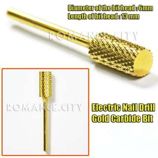 Electric Nail Drill Gold Carbide Bit Model #A (Fine Grit 3/32) #483A 