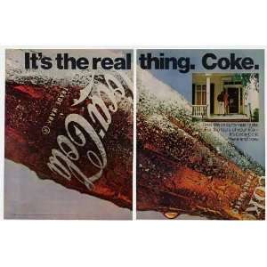   Real Thing Coke Coca Cola Large Bottle 2 Page Print Ad