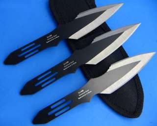 Tomahawk Black Throwing Knife set of 3 Knives with Sheath  
