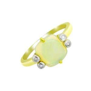  9ct Yellow Gold Opal & Diamond Ring Size 9.5 Jewelry