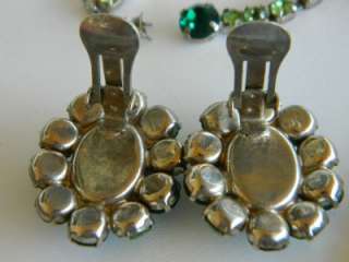   Emerald green and periodot chunky rhinestone necklace earring set