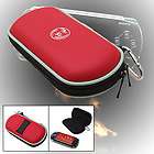 Red Portable Zipper Closure EVA Pouch Case w Carabiner for Sony PSP 