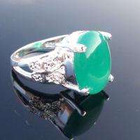   Fashion Ring Jewelry Gift Silver Gems Ring Silver Jade Ring Size 8