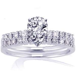   Pear Shape Diamond Wedding Rings Set Pave Fascinating Diamonds