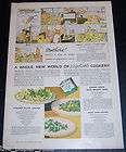 1937 VINTAGE WESSON OIL SPINACH RECIPE PRINT AD  