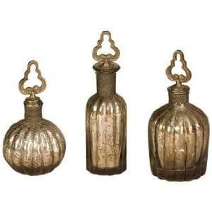    Set of 3 Kaho Metallic Glass Perfume Bottles