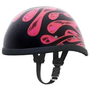   Eagle Pink Flames Skull Cap Novelty Motorcycle Half Helmet [Large