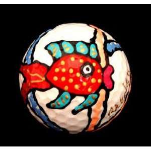   Fish Design   Hand Painted   Regulation Size Golf Ball