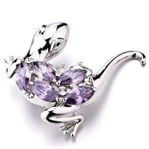   Cute Geko Purple Brooches And Pins Swarovski Crystal Pugster Jewelry