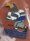 seattle seahawks nfl mascot with old logo pin 
