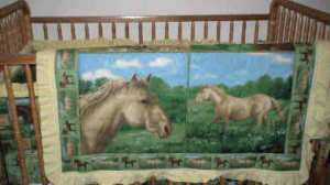 New 10pc Green Western Horse Baby Sheet Crib Nursery  