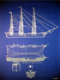 Vintage Sailing Ship Isaac Webb 1850 Blueprint Plan Drawings 24x34 