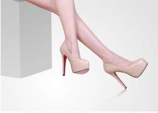   14CM Womens Super High Heel Shoes Pump Platform 4 Sizes Black Apricot