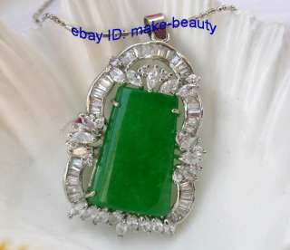 stunning classic big 45mm green crude jade necklace Pendant  