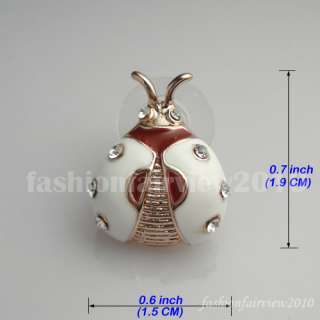 18K Rose GP Swarovski Crystal Ladybug Stud Earrings 029  