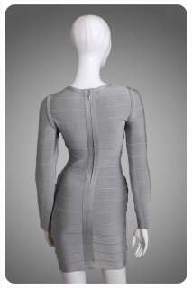 noble long sleeve gray bodycon bandage Cocktail Dress XS S M L  