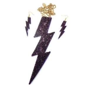  Basketball Wives PAParazzi Lightning Necklace & Earrings PURPLE 