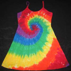 Tie Dye Womans Spaghetti Strap Dress L Rainbow Spiral Juniors Tye 