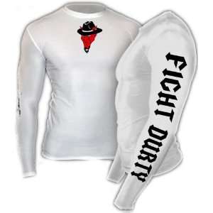  Fight Durty MMA White Rash Guard Long Sleeve Shirt (SizeL 