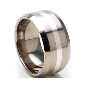   10mm Titanium Ring, Sterling Silver Inlay, Free Jewelry Sizing 4 17