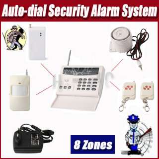 220V 8Zone GSM Auto dial Wireless Security IR Alarm System  