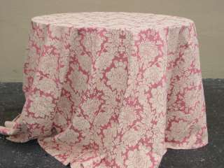 Lg Lot   Tablecloth and Sashes Pink Ivory Brocade  