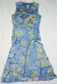Womens Citrine Powder Blue Tropical Print Dress Sz 12  