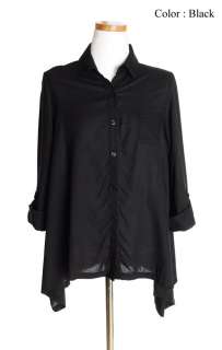 New Womens Silk Touch Asymmetric Shirt White Black sz S  