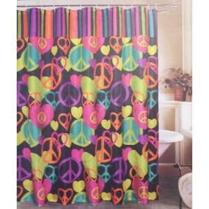  LOVE & PEACE Multi Colored, Polyester Shower Curtain, 70 