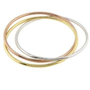 925 Sterling Silver Bangle. Sterling Silver Plated Tri Color Bangle 